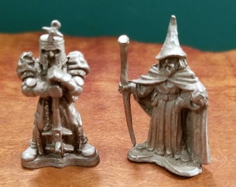 Vintage 1980s Ral Partha Miniatures The Wizard Max Mentalus 03-040 & Templar 03-033 1.5" High