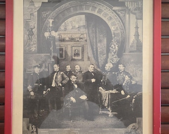 Lincoln & Civil War Union Commanders 1884 Travelers Insurance Advertising Print