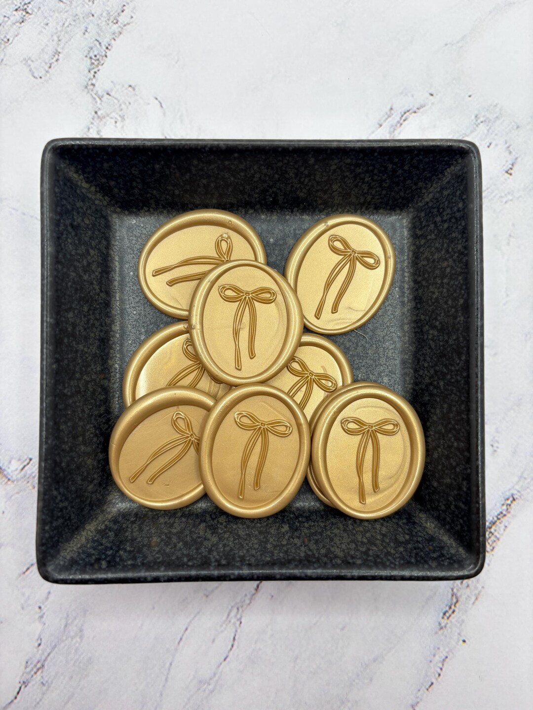 Set of 9 Gold Oval Ribbon Bow Wax Seal - Etsy