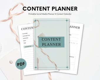 Planejador de Conteúdo Definitivo | Planejador de Mídias Sociais e Calendário de Conteúdo em PDF para Imprimir, Ideal para Criadores de Conteúdo e Empreendedores