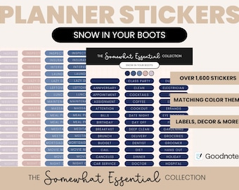 Digitale plannerstickers voor GoodNotes | Stickerpakket Everyday Essentials: sneeuw in je laarzen