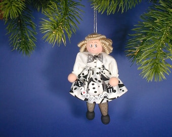 Bunco Babe Clothespin Doll Ornament: Lucky Dice Skirt