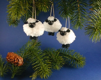 Sheep/Lambs Ornaments/ Set of Three  Sherpa Sheep/Lambs/Three Sherpa Fabric Sheep