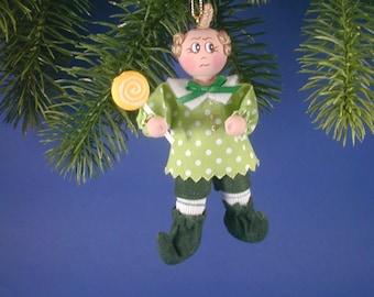 Munchkin Lollipop Boy Clothespin Ornament: Hand-Painted Wooden Doll