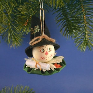 Handmade Oz Scarecrow Ornament with Diploma