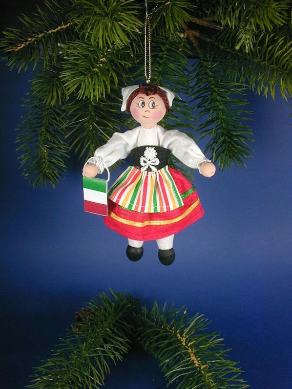 Italian Girl Clothespin Christmas Ornament: Folk Costume Keepsake