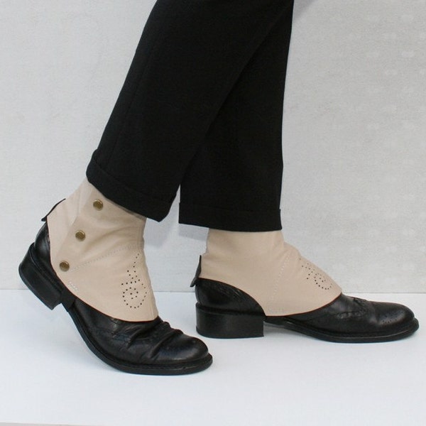 beige leather spats