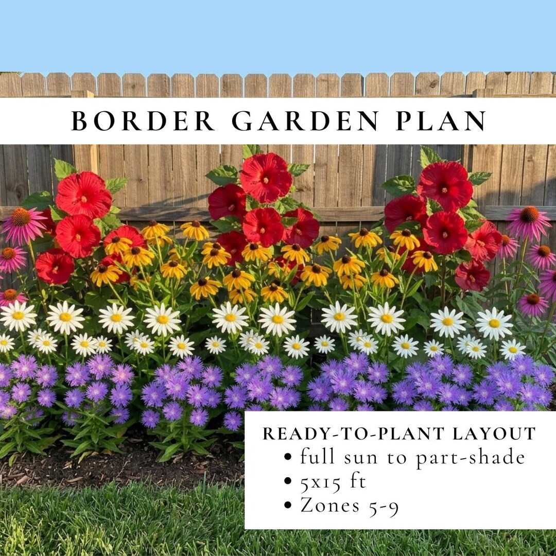 Border Garden Plan | Low-maintenance, Zones 5-9 (digital Download) - Etsy