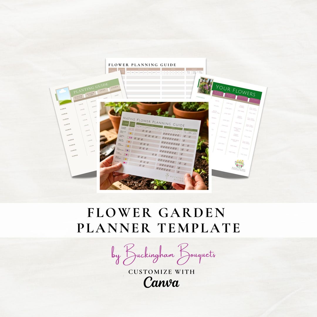 Editable Flower Garden Planner | Bloom Tracker Canva Template - Etsy