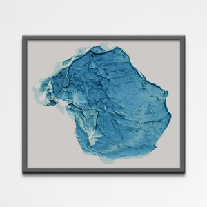 2D Printable Shaded Relief Pacific Ocean Map Poster | Pacific Ocean Elevation Map Geography Poster | Digital Wall Art Gift Poster