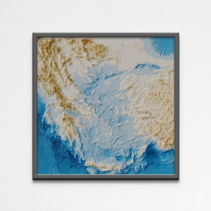2D druckbares schattiertes Relief Ägäisches Meer Karte Poster | Ägäis Griechenland Türkei Erhöhte Karte Geographie Poster | Digitales Wandkunst Geschenk Poster