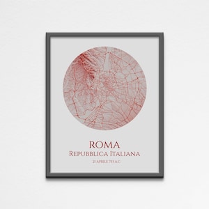 Affiche imprimable 2D de carte de Rome Italie en relief ombragé | de géographie de carte d'altitude de Roma Italia | Poster cadeau d'art mural numérique
