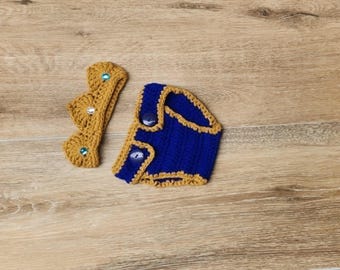 Traje de príncipe de ganchillo, El príncipe ha llegado, Corona de príncipe de ganchillo, Conjunto de regalo para baby shower que llega a casa, accesorio de fotos para recién nacidos, regalo para baby shower