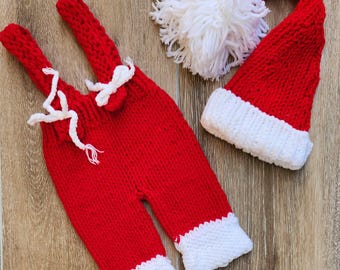 Crochet Santa outfit,newborn Santa photo prop,baby shower gift.Christmas baby outfit. baby boy/girl X-mas set.ready to go home outfit