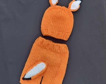 Crochet fox outfit, newborn fox costume, newborn fox photo prop, baby shower gift.Halloween outfit. fox baby boy costume. Baby animal outfit