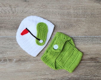 newborn crochet golf player outfit, golf player photo prop,baby shower gift.Halloween outfit.Infant baby boy sport theme costume set.