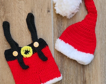 Crochet Santa outfit,newborn Santa photo prop,baby shower gift.Christmas baby outfit. baby boy/girl X-mas set.ready to go home outfit
