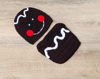 Traje de pan de jengibre para recién nacido tejido a crochet, accesorio fotográfico de pan de jengibre para recién nacido, regalo para baby shower, traje de Halloween o Acción de Gracias, disfraz de niño o niña.
