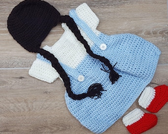 Crochet Wizard of oz outfit, newborn photo prop, baby shower gift. Halloween outfit. princess costume. baby girl crochet costume. Oz dress.