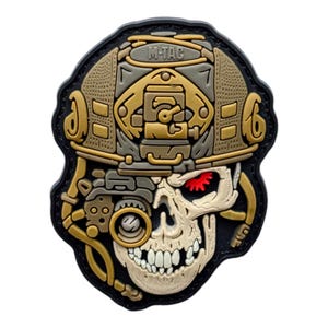 Tactical Skull PVC Patch – Velcro Backing, Military Morale Patch