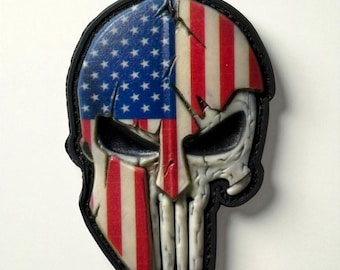 American Flag Punisher Skull PVC Patch – Tactical Morale Patch USA