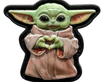 Green Alien PVC Patch – Heart Hands, Sci-Fi Collectible