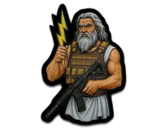 Tactical Zeus PVC Morale Patch – Greek God Operator, Lightning Bolt, Rifle Hook & Loop