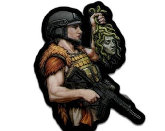 Soldier Carrying Medusa PVC Morale Patch – Greek Mythology Tactical Gear Hook & Loop