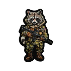 Tactical Raccoon PVC Morale Patch – Funny Military Animal Patch | Hook & Loop Velcro | Multiple Sizes | Operator Raccoon