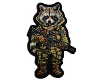 Tactical Raccoon PVC Morale Patch – Funny Military Animal Patch | Hook & Loop Velcro | Multiple Sizes | Operator Raccoon