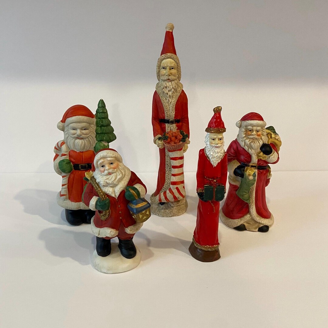 5 Vintage Santa Clause Figurines Bundle Christmas Holiday Decor ...