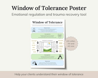 Feuilles de travail sur la fenêtre de tolérance pour la régulation émotionnelle, ressources thérapeutiques, habiletés d'adaptation, outils de santé mentale