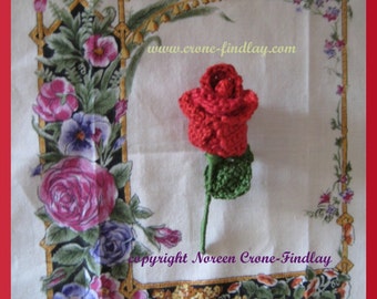 Pdf pattern for Crocheted Rosebud pin or barrette