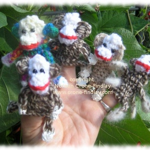 Crocheted Sock Monkey Finger Puppet Pattern by Noreen Crone-Findlay image 1