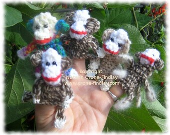 Crocheted Sock Monkey Finger Puppet Pattern by Noreen Crone-Findlay