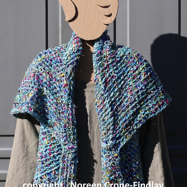 PDF Pattern for Shawl Collar Vest Woven on Equilateral Triangle looms by Noreen Crone-Findlay