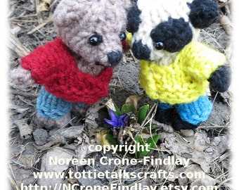 Findlay and Flora Teddy Bear Knitted Sweater and Pants PDF Pattern