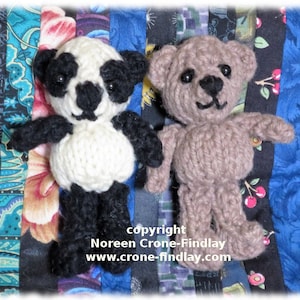Gestrickte Teddybär PDF Anleitung: Findlay Bär & Flora Panda - Niedliche kleine Taschenbären zum Stricken