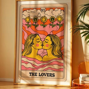 Lesbian Poster, Tarot, Wall art, Lesbian Wall Art, Queer Wall Art, printable Wall Art, Home Decor, Prints Wall Art, Lgbtq, digital Wall Art