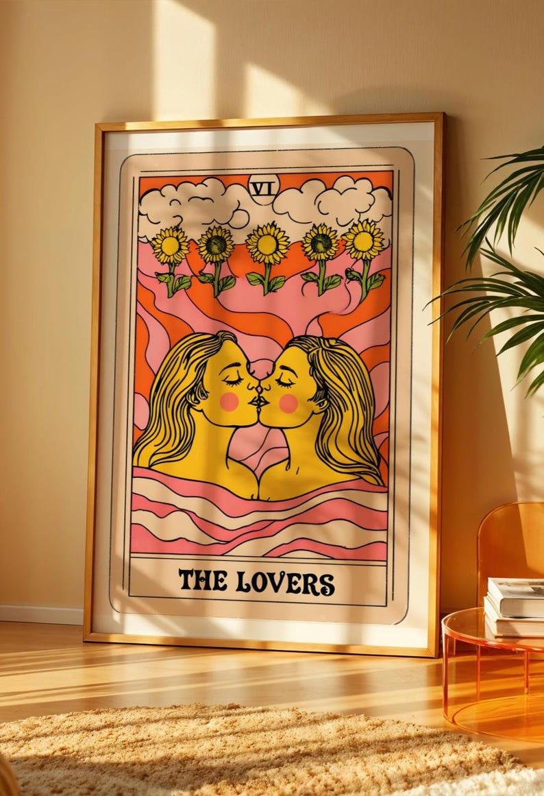 Lesbian Poster, Tarot, Wall art, Lesbian Wall Art, Queer Wall Art, printable Wall Art, Home Decor, Prints Wall Art, Lgbtq, digital Wall Art