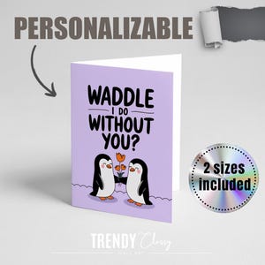 Valentines Day Gift Idea - Funny Love Quote Card for Couples & Galentines | Custom Romantic Humor | Cute Penguins Digital Download