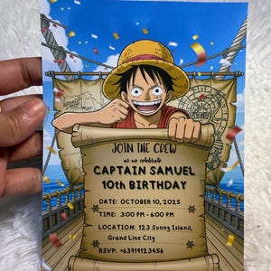 One Piece Birthday Invitation: Anime Pirate Theme (Digital Download, 5x7 in Canva Template)