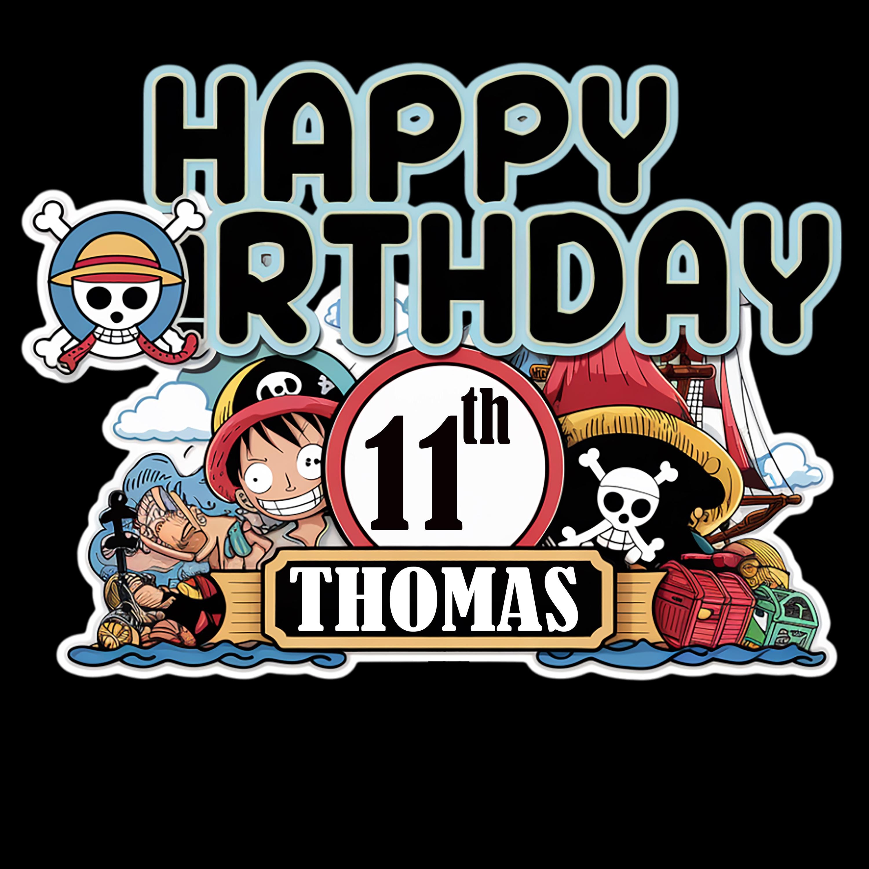 One Piece Printable Cake Topper Birthday Cake Topper Digital File