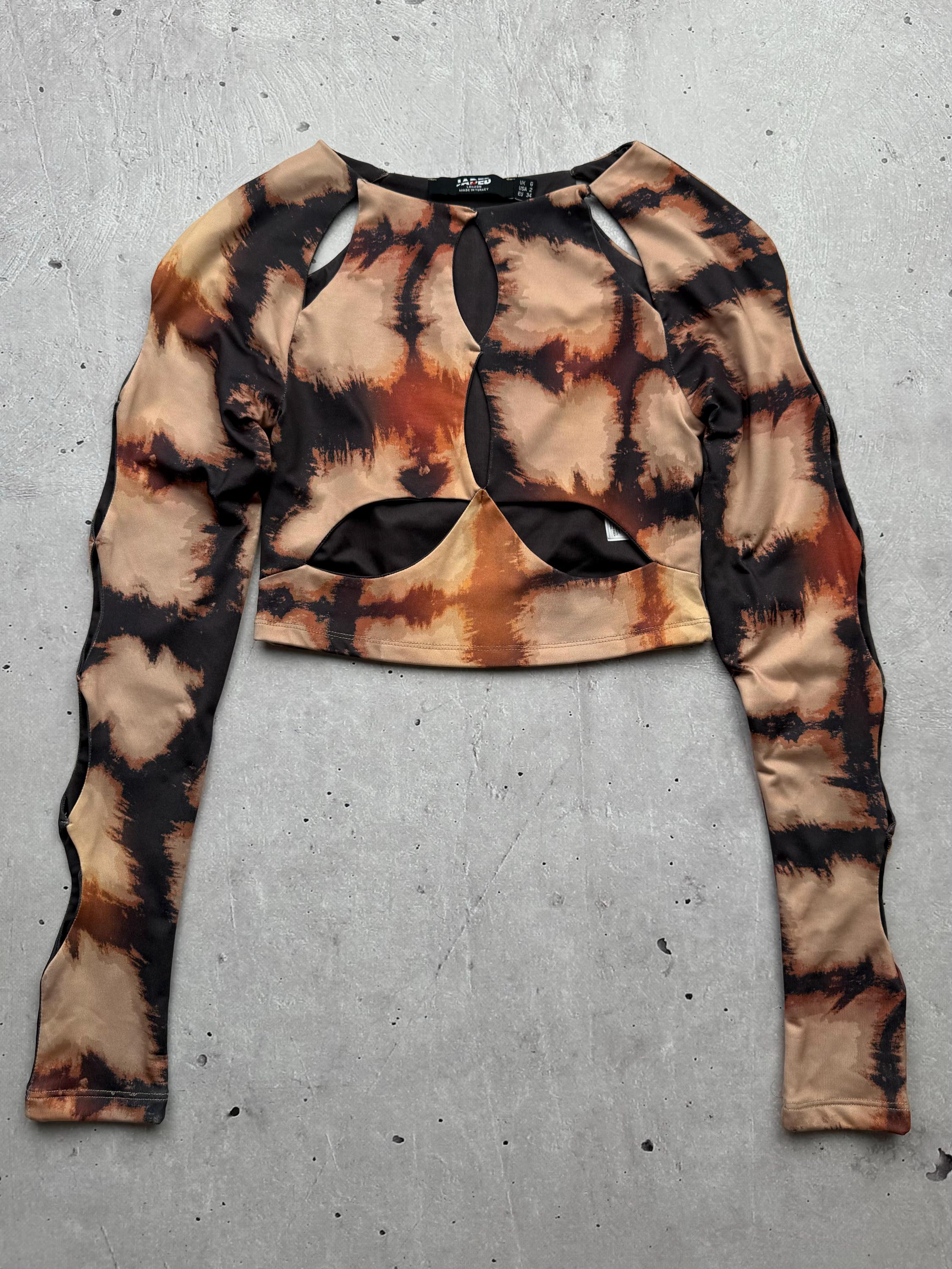 Jaded London 迷彩柄 長袖Tシャツ Shop Woodland Camo Waffle Long Sleeve Top | Jaded London
