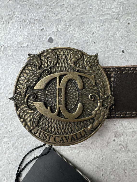 Just Cavalli Gold Belt with Ornate Buckle Leather belt Just Cavalli Ecru size 85 cm in Leather - 34997861 main image 3