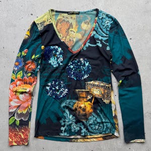 Vintage Full Printed Amazing Long Sleeve Women's Size S