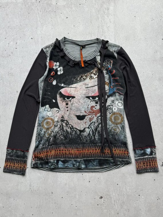 Cop Copine Vintage Printed Mesh Long Sleeve Womens Size M - Etsy