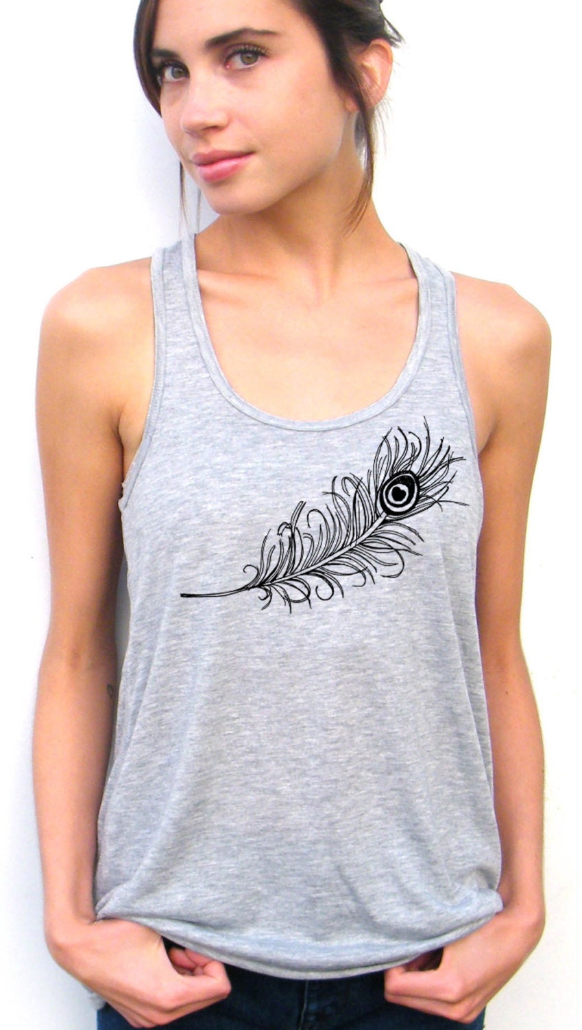 Feather Tank Top Womens Racerback Tank Top Feather Design Etsy