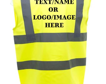 Personalised/Customised Yellow or Orange hi-vis safety vests/waistcoats Printed high visibility adults waistcoats/Jacket with your text/logo