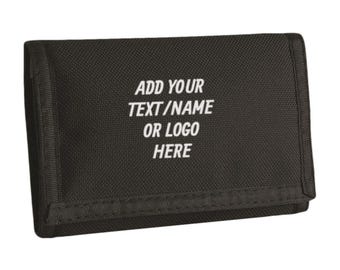 Personalised Tri-Fold Wallet with your Text/Name or Logo, Customised/ Design Your Own Wallet or Purse. Ideal for Business Promotions or Gift
